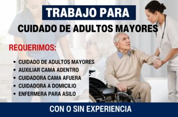 Aplica ahora y empieza a trabajar Cuidando Adultos Mayores